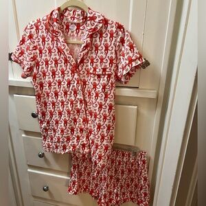 RollerRabbit Monkey Polo PJs  Watermelon red Sz S Worn one time like brand new